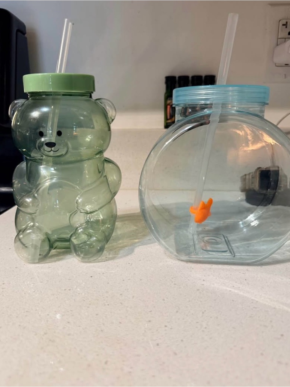 Target Clear Green Bear-Shaped Drink Bottle with Straw - Pets Fish